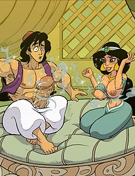 BD chaudes avec charcters vilains du célèbre dessin animé Aladdin. Maintenant, c'est au tour de la princesse Jasmine pour faire des voeux.