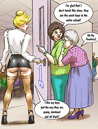 Super hot comics about white sexy teacher who is slutty and loves black cocks.