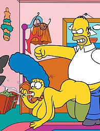 Simpson xxx - Homer fickt Marge zusammen mit einem anderen Mann, Marge liegt auf dem Boden mit cum abgedeckt.