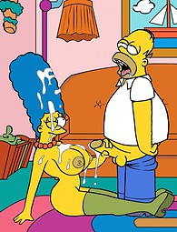 Xxx Simpson - Homer Marge folla con otro hombre, Marge encuentra en el suelo cubierto de esperma.