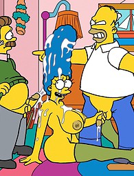 Xxx Simpson - Homer Marge folla con otro hombre, Marge encuentra en el suelo cubierto de esperma.