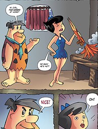 Betty Rubbles on Fred Flintstone's tongue