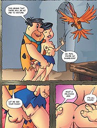 Betty Rubbles on Fred Flintstone's tongue