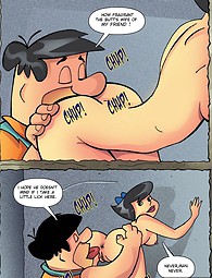 Betty décombres trompe son mari laisser Fred Flintstone manger sur son cul serré à la bande dessinée