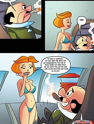 Jane Jetson takes her clothes off for Cosmo G. Spacely and strokes his cock at comics