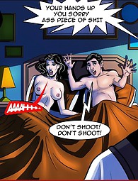 Comics Immigration Patrol interracial Comics, wo zwei Männer mit großen schwarzen Schwänzen ficken sexy weißen Frauen.