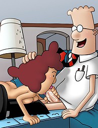 Lucky office guy Dilbert getting pussy