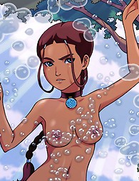 Hay Lin of W.I.T.C.H. almost unclothed, Katara from Avatar posing totally nude, Leona from King of Fighters masturbating, Stephanie from Lazytown with a dildo in the ass