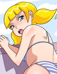 Con curvas pelirroja Nami de One Piece mostrando su agujero y tetas, Kinky puta desnuda todo en los bolos, Penny caliente esperando Inspector Gadget para follar, Power Girl hacer un lollipop del amor con dos chicos