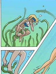 Two young nude girls fucked by underwater monster