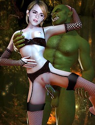 Filles sexy enlevés par terrible des tentacules de l'eau corné et baisée. Mal verts orcs enchaînés trois belles femmes et veulent y pénétrer.