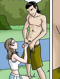 若いカップルが川の交流によるずさんな経口好意をクーリングオフ