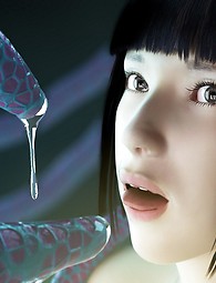 Sexy Japan girl fucked by long blue tentacled snake. A hot babe meets  giant men with monster cocks.