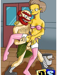 Hot babes from The Simpsons. Marge Simpson and her friends hunting big cocks and toys