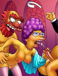 Loco porno de Simpsons. Personajes secundarios desagradables de Simpsons series toon