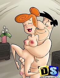 Flintstones Hardcore aller. Fred Flintstone baise avec Wilma et en essayant sexe oscillation