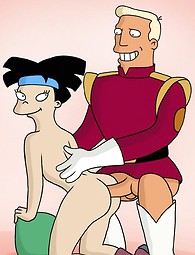 Futurama baiser à son meilleur. Cocks et foutre pour Amy Wong et Turanga Leela