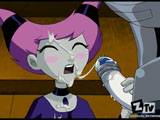 Teen Titans - Jinxed - Sexy babe makes the robot a blowjob and is fucked in all holes.