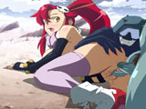 Tengen Toppa Gurren Lagann - Yoko es una chica bonita sexy, alto. Ella tiene el pelo rojo que se extiende a su espalda.