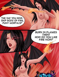 Sexy witch burns her foes after reaching a crazy orgasm