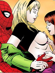 Cartoon Comic-Frau haben Sex mit Spiderman