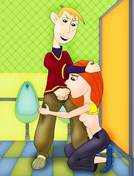 Sexy Kim Possible licks and sucks Ron's cock