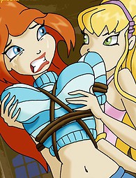 Sexy sluts Flora, Stella and Bloom love being dominated. Hot cartoon schoolgirls bound and humiliated.