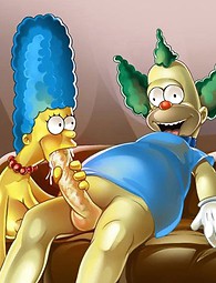 Marge aus dem Simsons Cartoon Dick Saugen, Marge ficken mit einem geilen Clown