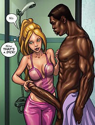 Milf caliente y cachonda joven en los cómics interraciales