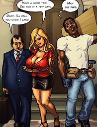 Milf caliente y cachonda joven en los cómics interraciales